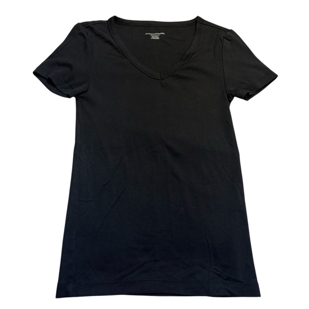 SALE! Amazon Essentials Tee XS Black V-Neck Short Sleeves Cotton Modal Stretch - Picture 8 of 8